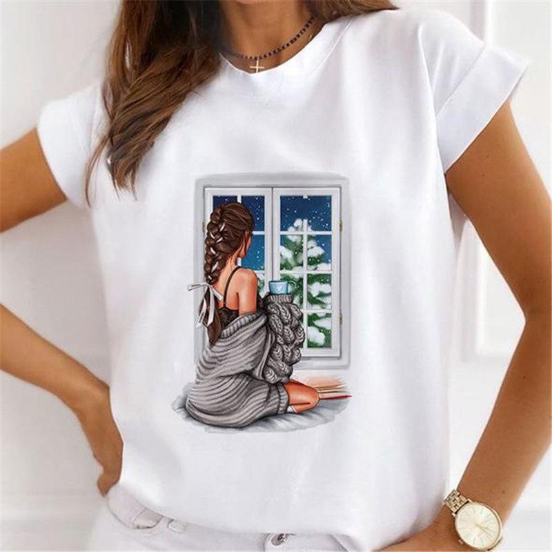 Explosive Sunflower Flower Base Casual White Shortsleeved Womens Tshirt Oversized T Shirt Harajuku Tops