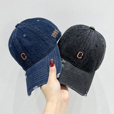 Hat Baseball Cap Cowboy Washed and Old Letter Men's and Women's New European and American Simple Korean Version Soft Duckbill Hat