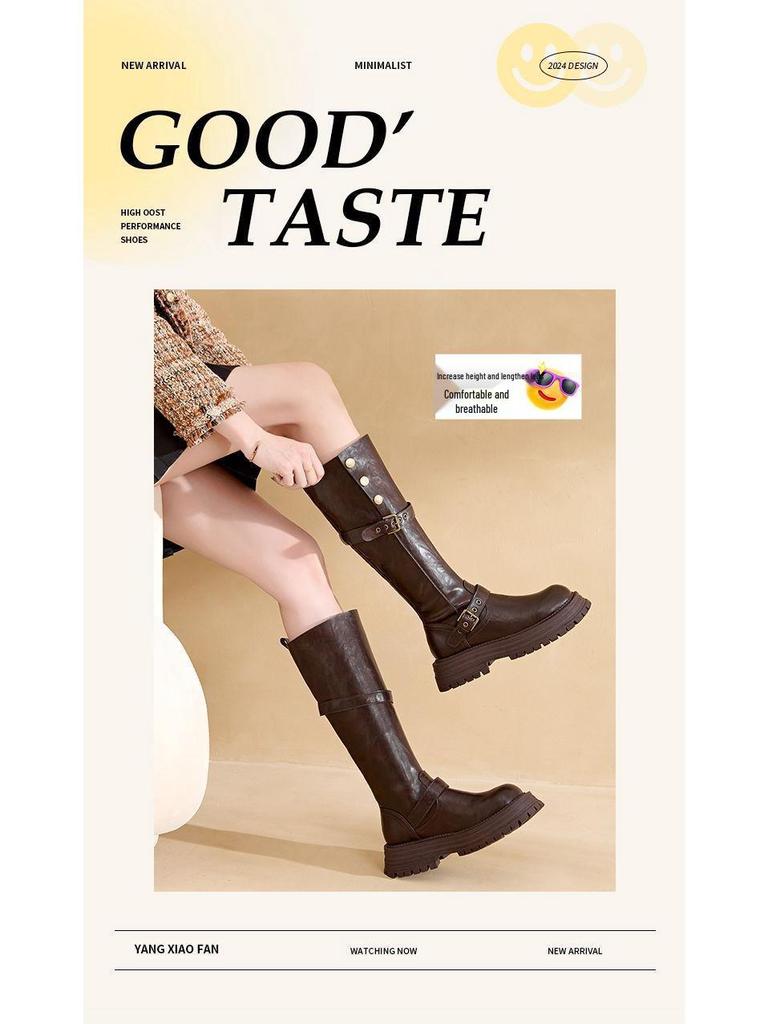 Women's Black Over-the-Knee Slimming Fashion Boots 2025 - Stylish Long, Thick Sole Knight Boots for Autumn