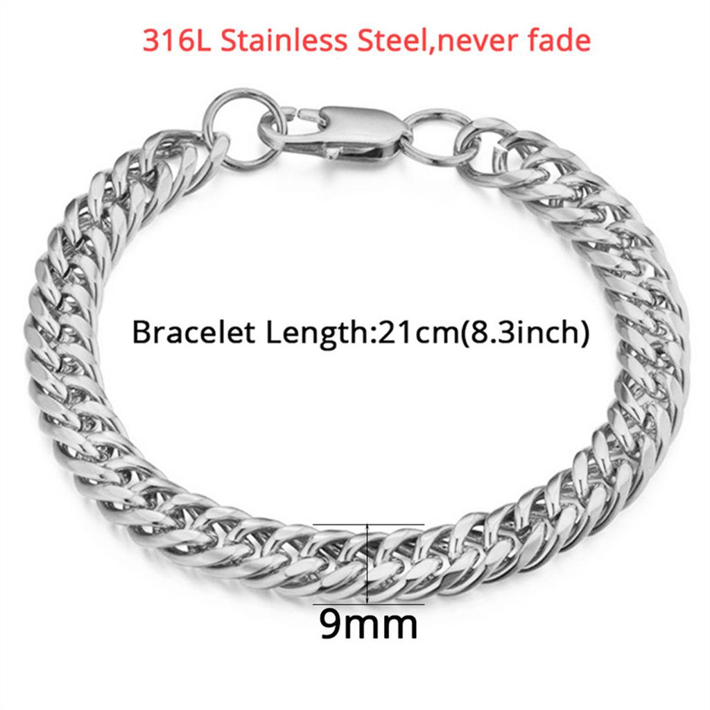 5/12MM New Trendy Thick Cuban Chain Men Bracelet Classic Silver Gold Plated Chunky Chain Bracelet For Men Women Jewelry Gift