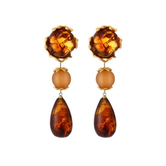 Water Drop Earrings with Amber Gradient Design Durable Alloy Retro