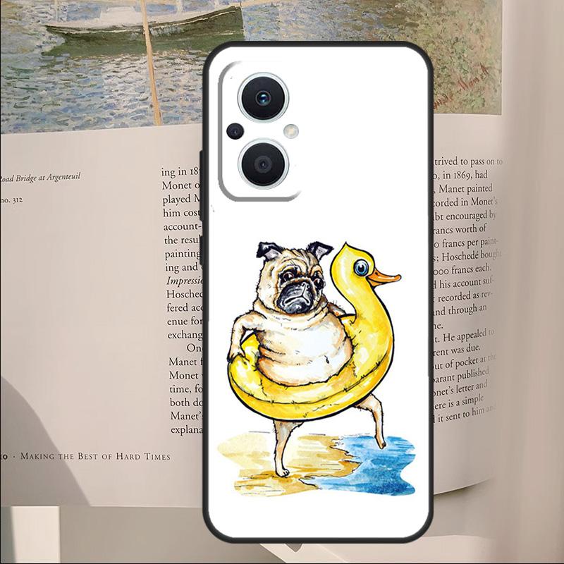 Cute Pug Dog Cover For OPPO Reno 7 8 Lite 11F 12F 13F 14F 10 11 12 13 14 Pro OPPO Find X6 X8 X9 Pro Case