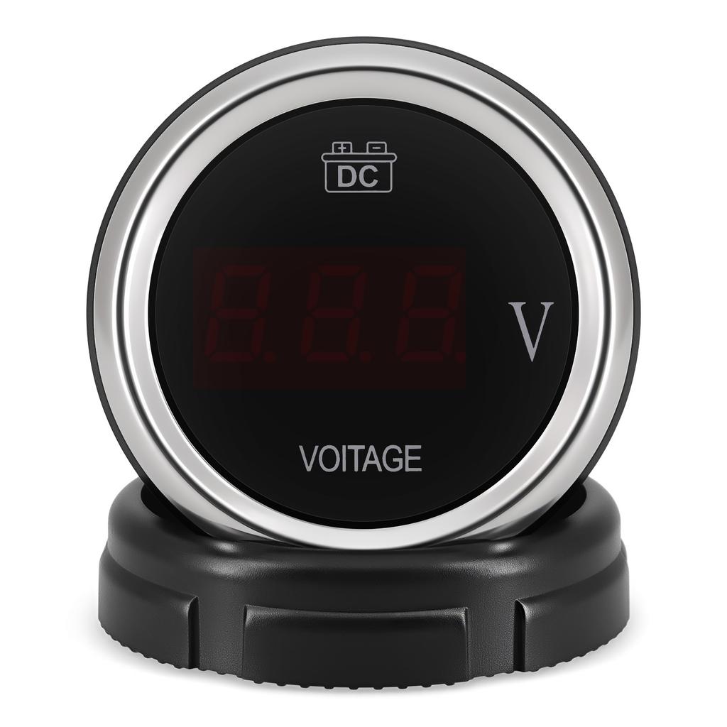 ZMFJH Universal 2"52mm Voltage 9-35V Red LED Light Digital Voltmeter with Flashing Warning VOLT Gauge for Car Boat Yacht 12V24V