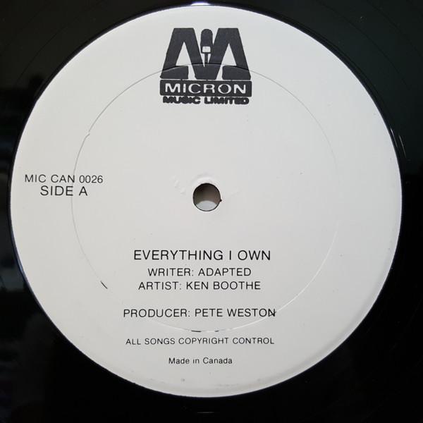 

12inch Record KEN BOOTHE CHALAWA Everything I Own MICCAN0026 MICRON MUSIC L Canada Reggae Ska Dub Used
