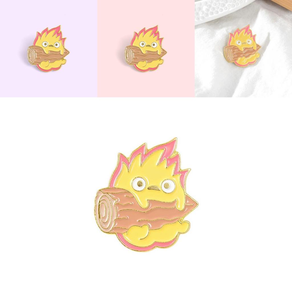 Creative Cartoon Flame Shaped Brooch Alloy Pin Adorable Unique Fashion Accessory For Men And Women