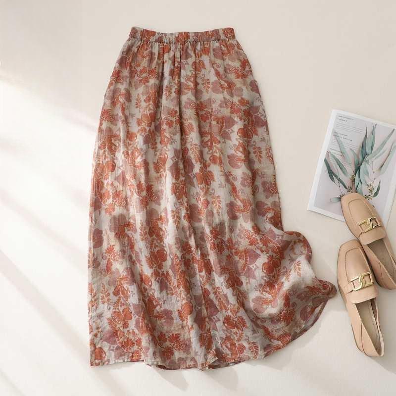 Sukně s vysokým pasem a úzkým střihem s volnou midi sukní