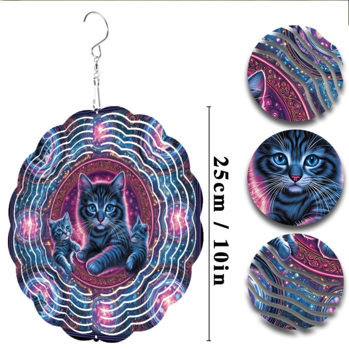 

Красочный кошачий колокольчик с вихревыми узорами, вращающийся крючок для подвешивания на 360°, металлический садовый декор для балкона, улицы, весны, лета, осени 01A