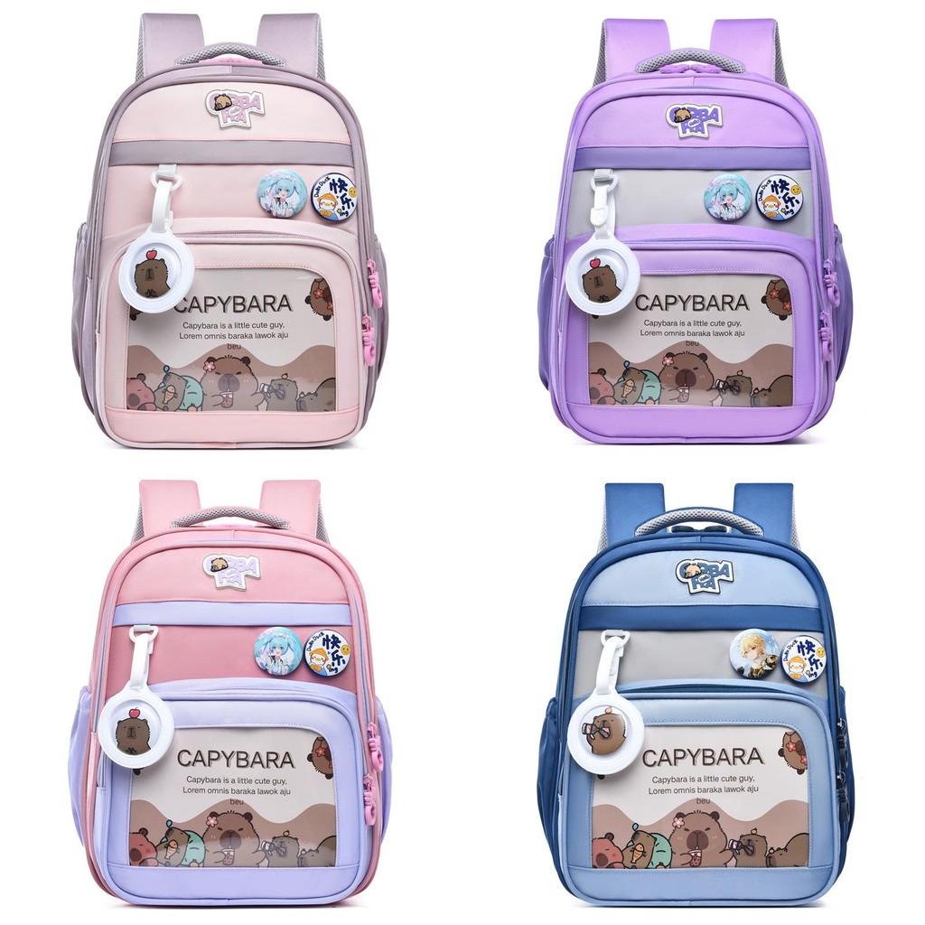Capybara Cute Cartoon Pattern Children Large Capacity Backpack For School Use