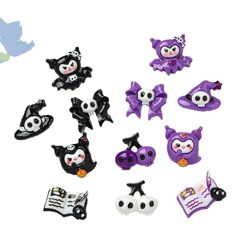 10 Pcs New Cartoon Halloween Book Black Bat Animal Series Resin Scrapbook Diy Jewelry Party Children Gift Hairpin Accessories A8