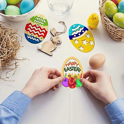 Easter Egg Pendant Creative Shape Exquisite Pattern Smooth Edge Burr Free Easy To Hang Wooden Egg Hanging Pendant Decal DIY Craft Kit Home Supplies
