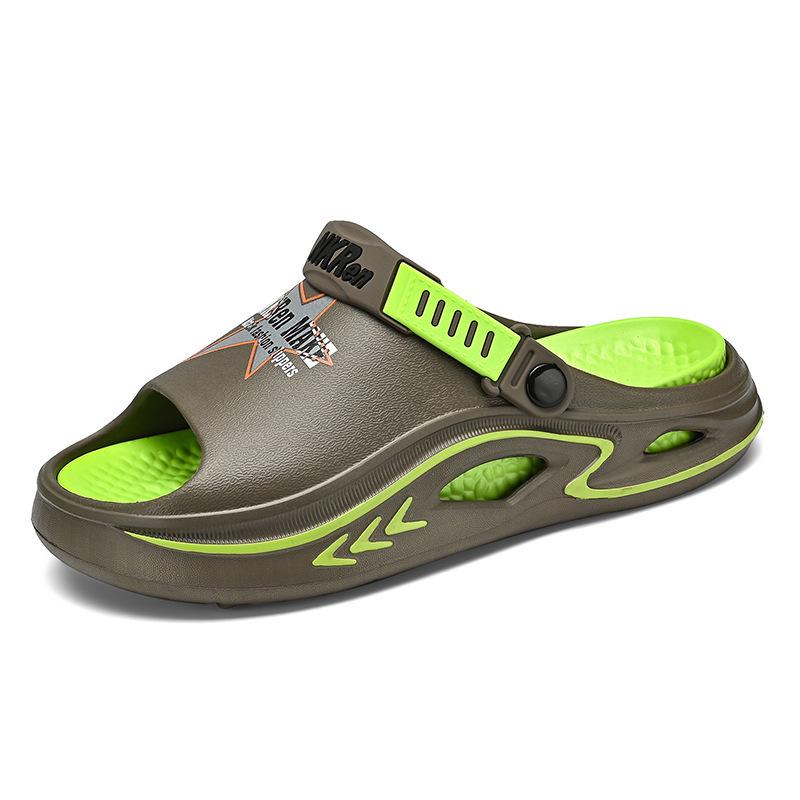 

Men s Summer Non-Slip Thick-Soled Dual-Use Casual Cool Slippers for Outdoor Wear 41/42 зелений/коричневий