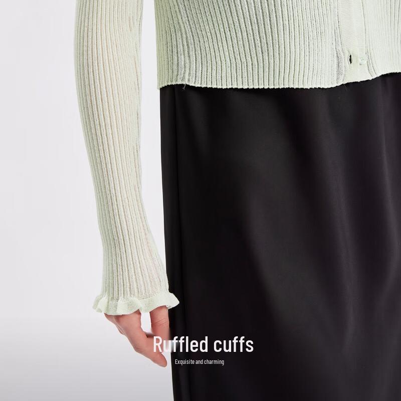 VEROMODA V-Neck Ruffle Cuff Solid Knit Cardigan