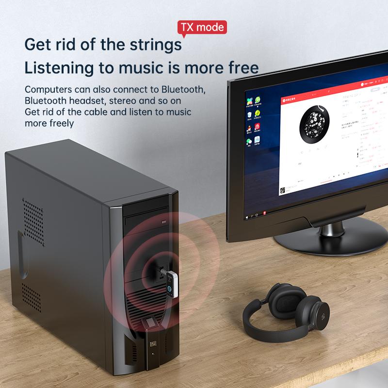 VAORLO 2 IN 1 Bluetooth 5.4 Audio Sender Empfänger 3,5MM AUX HiFi Stereo Musik Drahtloser Adapter Mit Mikrofon Für Fernseher PC Auto Flugzeug Lautsprecher Kopfhörer
