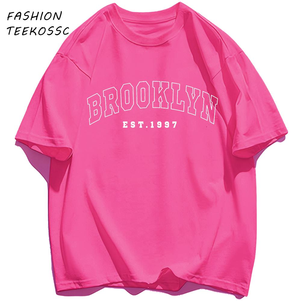 Brooklyn Est 1997 City Usa Printing Men TShirt Summer Casual T Shirts AllMatch Crewneck Tops Oversized Soft Streetwear