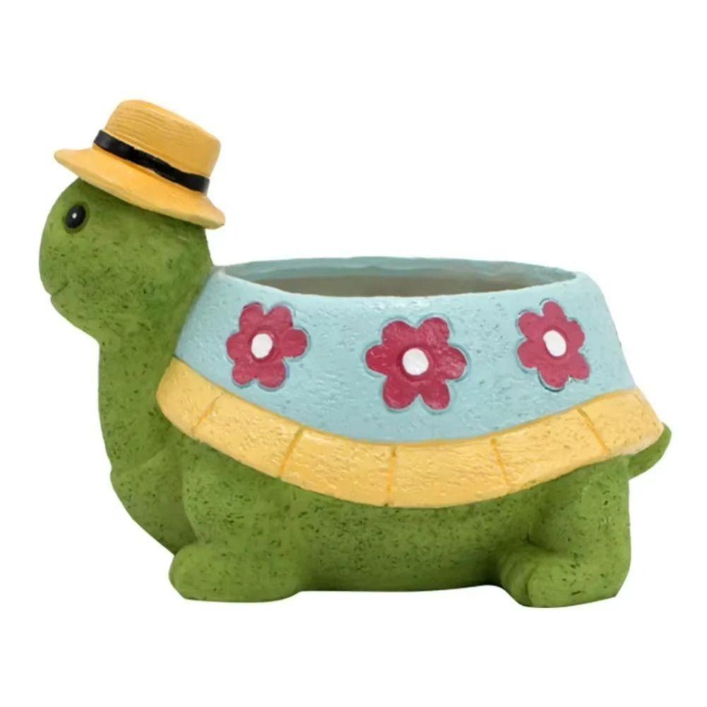 

Creative Tortoise Planting Pot Cartoon Animal Flowerpot Home Decoration зелёный