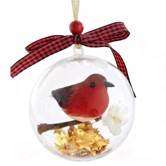 Nature's Birds Ball Ornament 3D Animal Clear Plastic Ball Decoration Christmas Tree Memorial Gift for Bird Lovers