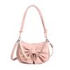 Borsa a tracolla carina con fiocco in PU con chiusura a zip per l'uso quotidiano casual