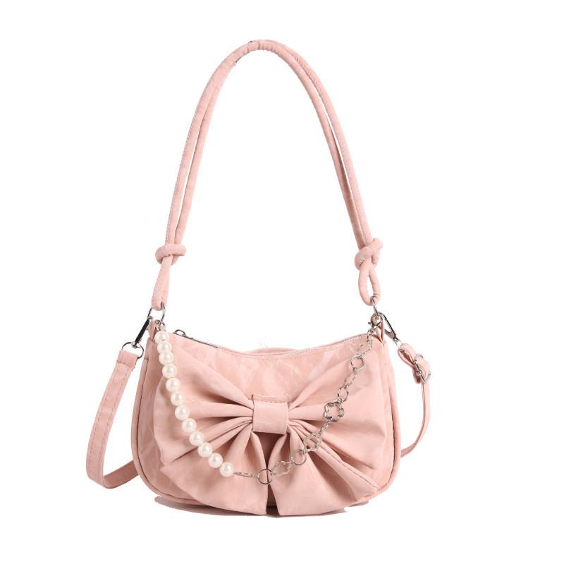 Borsa a tracolla carina con fiocco in PU con chiusura a zip per l'uso quotidiano casual