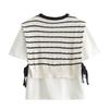 Fashion Style 2024 Summer New Arrival Women's Clothing Stylish Casual Easiest for Match Round Neck Patchwork Stripes T-shirt 5644340