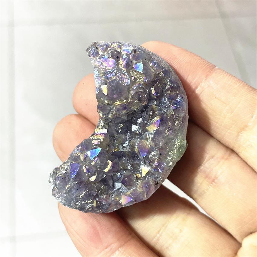 1pcs Amethyst Geode Heart Shaped Crystal Healing Crystals Stones Titanium Rainbow Aura Amethyst Cluster Angel Aura Quartz