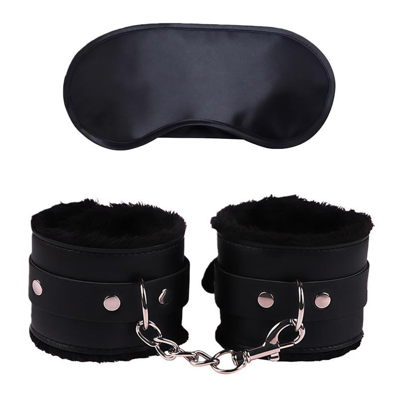 Goods For Adults Set Sexy Leather Plush Handcuffs Blindfold Spanking Soft Whips Tying Cotton Rope Couple Games Bondage Equipment
