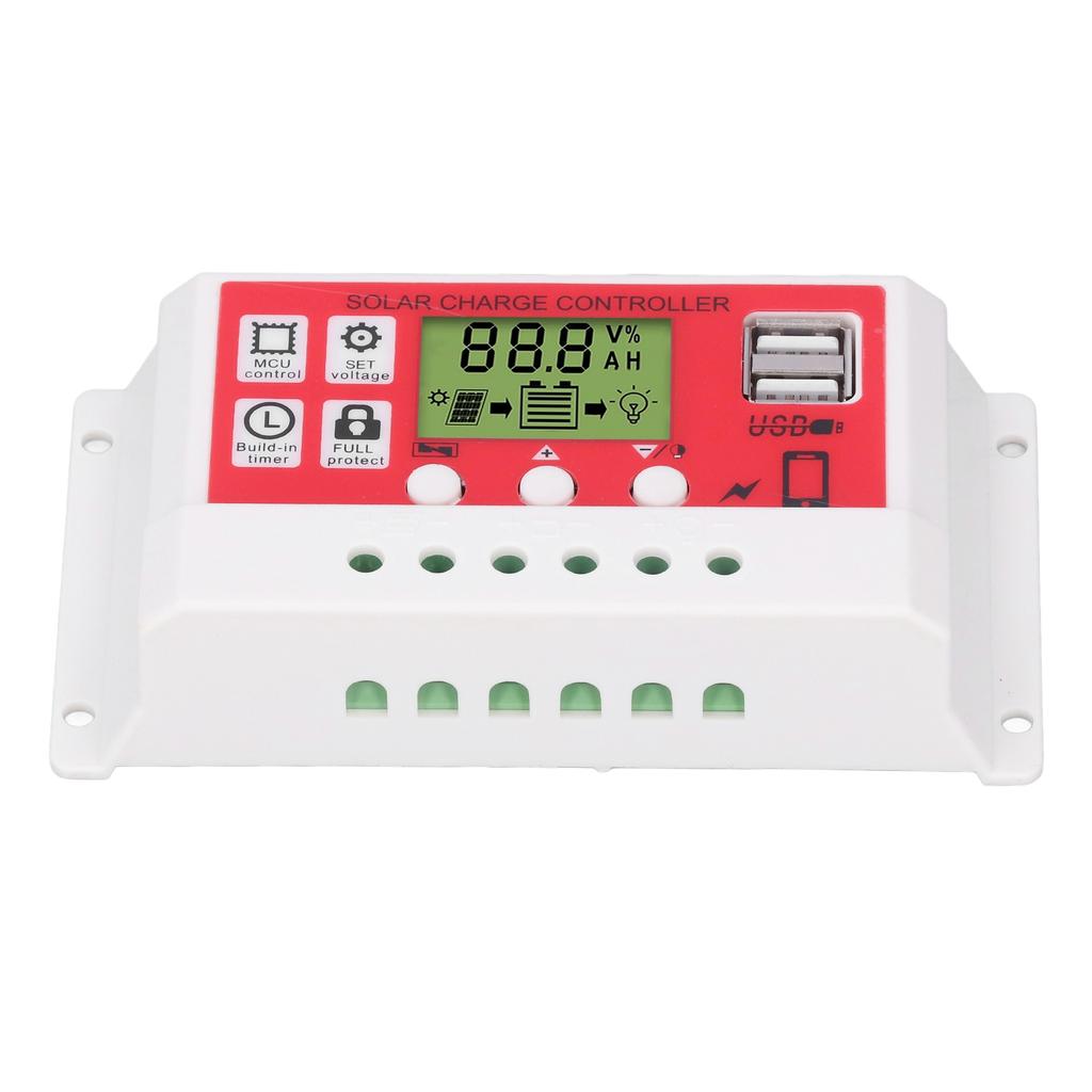 Solar Charge Controller PWM Lithium Battery Photovoltaic Charge Regulator LCD Display 12V24V20A