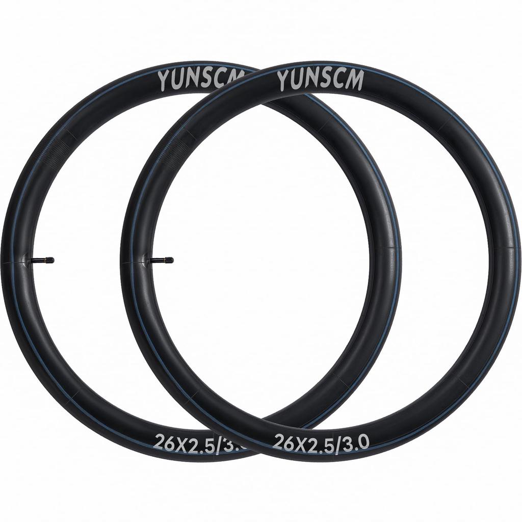 YunSCM 2-Piece 26x2.5/3.0 Bicycle Tubes, 32mm Wall, with Schrader Valve, for Mountain Bikes and Cross Bikes