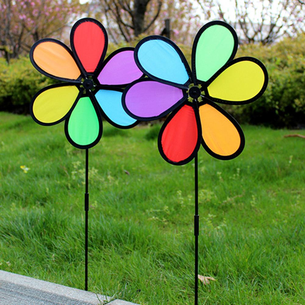 6-teiliger Blumen-Windspinner Gartendekoration 52cm Bunt Rasen Windrad Garten Windmühle Stehendes Windrad Windpfähle Spinner