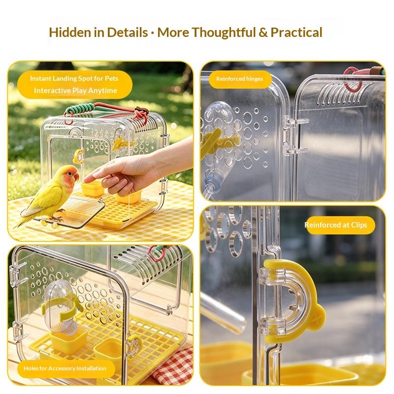 Portable Outdoor Bird Carrier Bag Travel Cage for Budgies Lovebirds Parakeets Convenient Handle Parrot Travel Bag Bird Toy