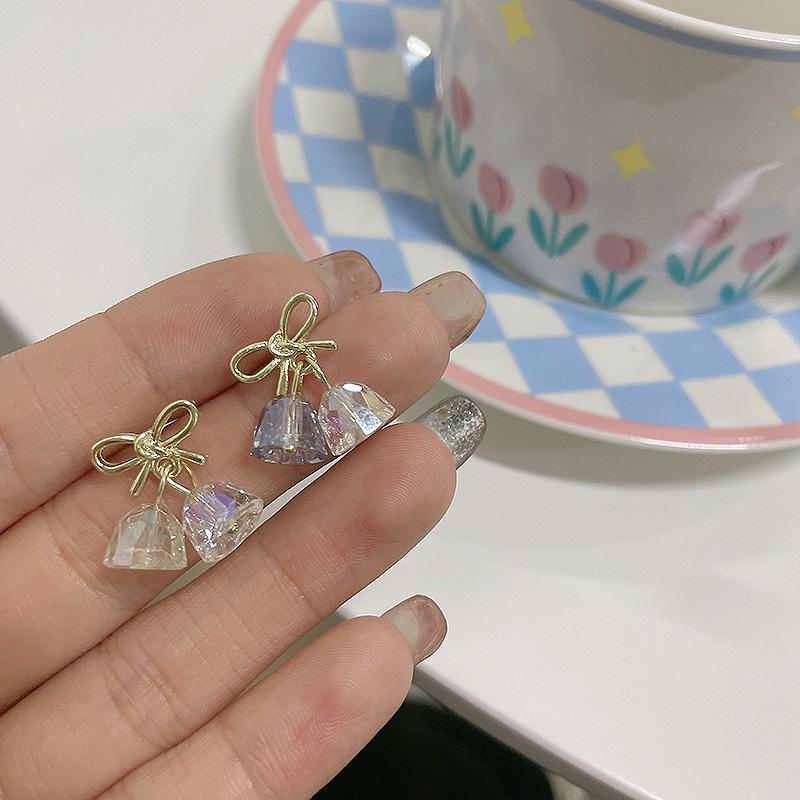 925 Silver Bow & Bell Earrings - Elegant No-Piercing Ear Clips for Women, Unique Niche Design, Model 828.