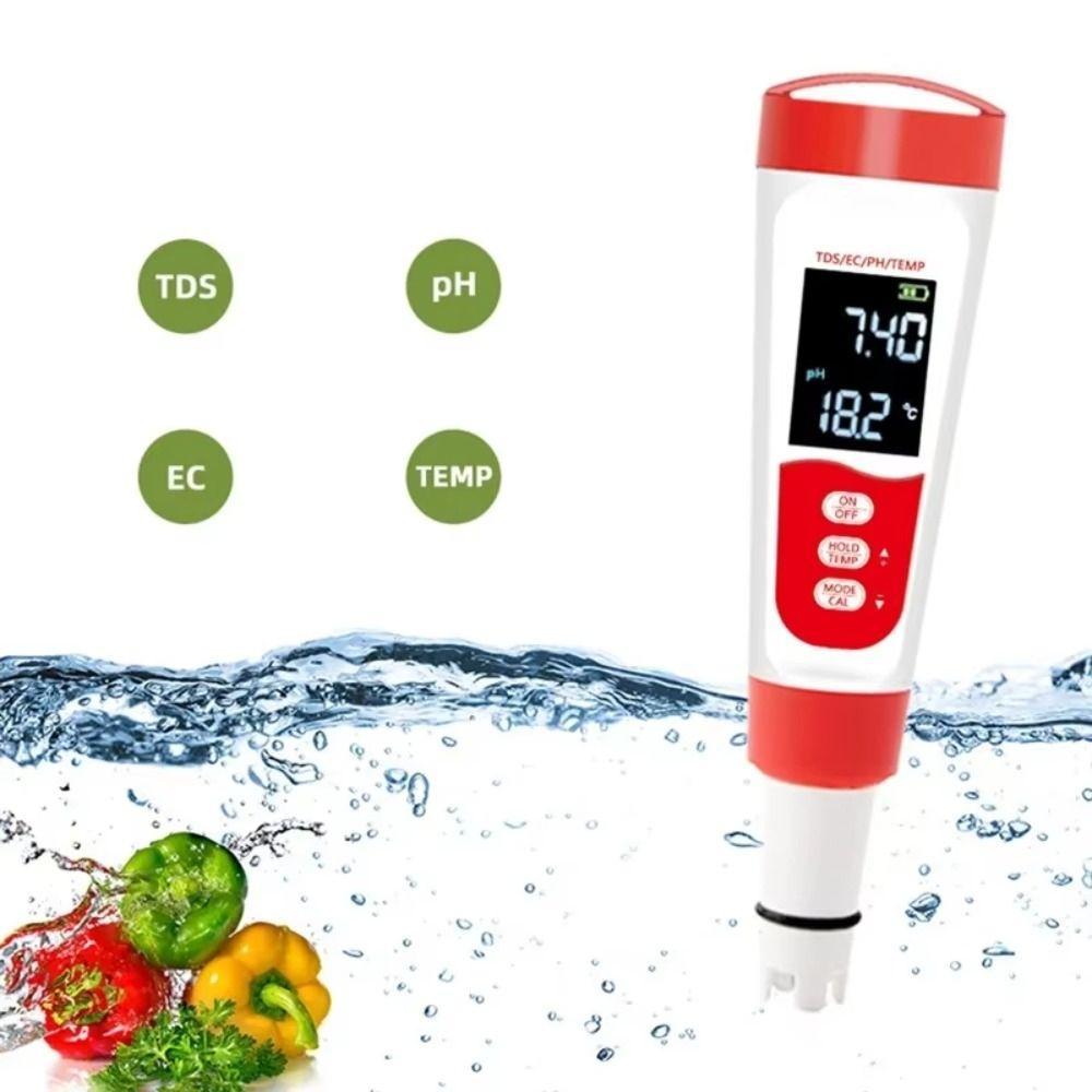 4-in-1 Water Quality Tester Multifunction Water Purity Testing Pen Digital PH Meter  Aquarium