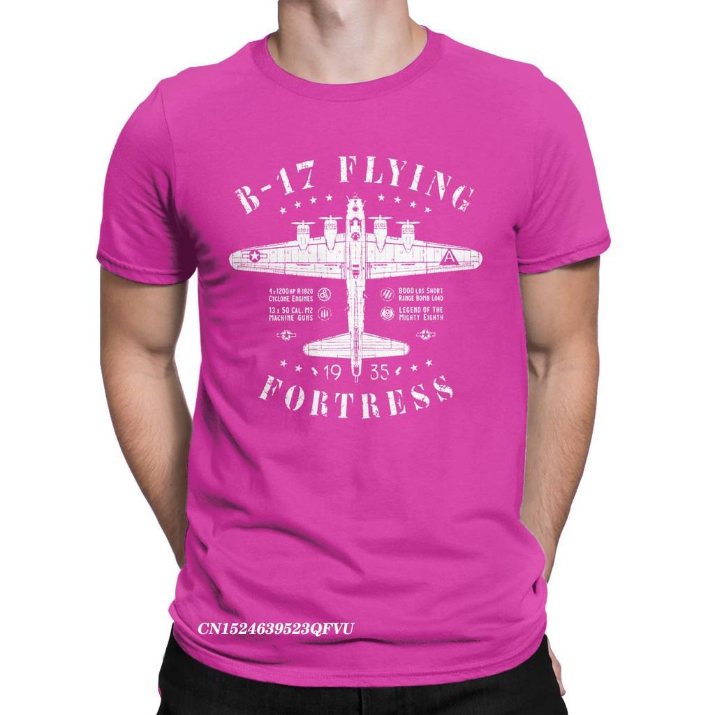 Funny B-17 Flying Fortress T-Shirts For Men Tops T Shirts Fighter Plane WW2 War Pilot Aircraft Airplane Tee Shirt Camisas