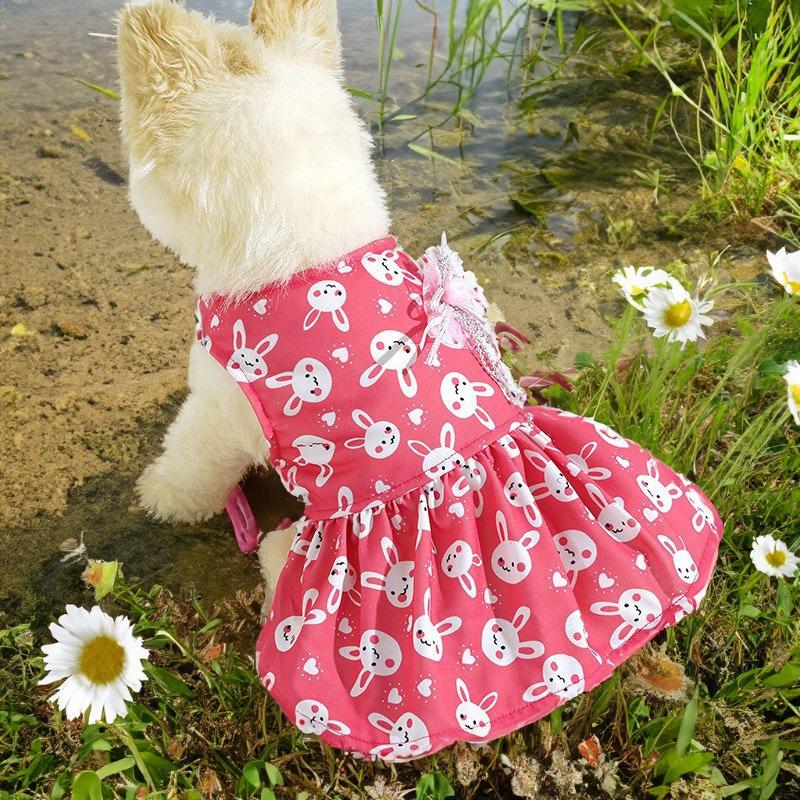 

Pet clothes dog spring summer skirt Easter bunny, factory cute princess pink 2XL рожевий