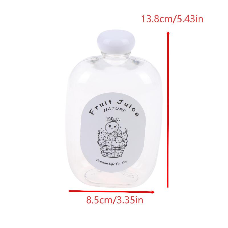 350Ml Flat Drink Bottle Reusable Plastic Fruit Juice Bottles Beverage Container For Juice Milk Tea Cold Drink Shop Home Use