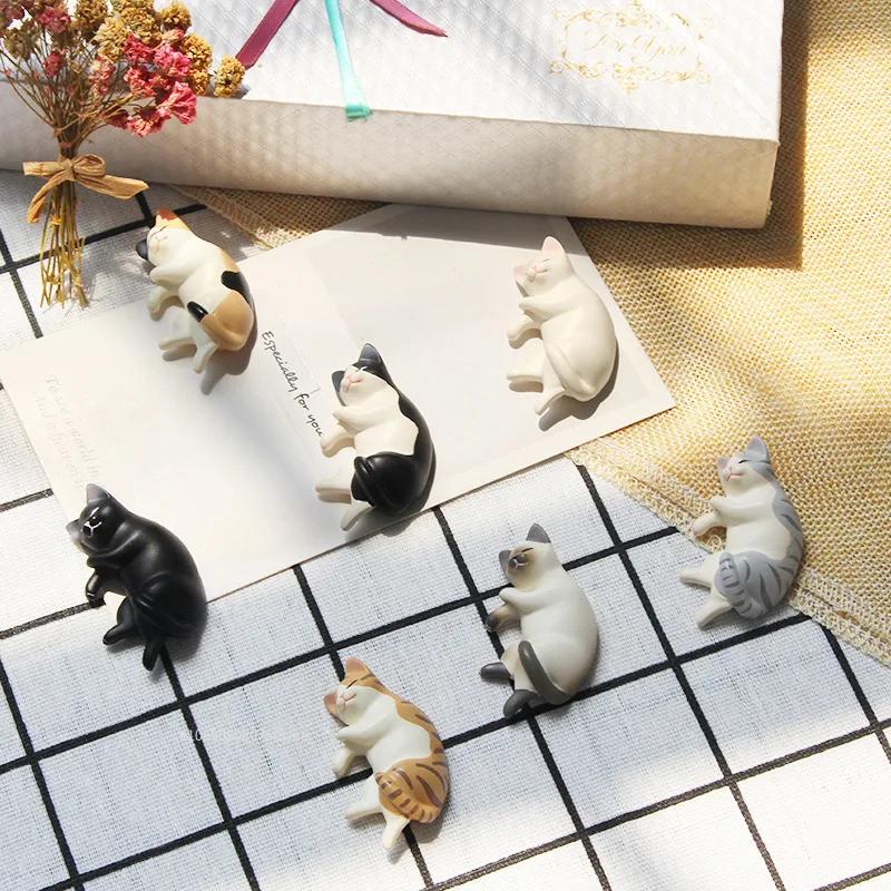 1pc Lazy Cat Refrigerator Magnet Message Photo Wall Sticker Creative Cute Sleep Cat DIY Micro Landscape Home Decoration