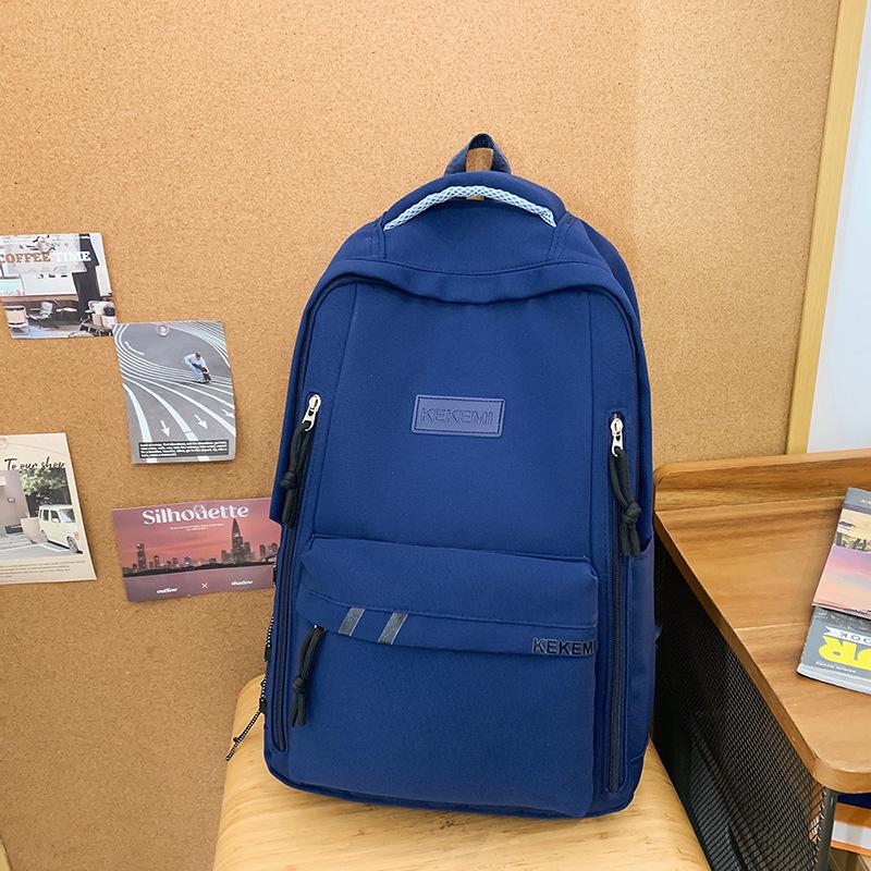 Simple Commuting Large Capacity Solid Color Junior High School High School Student Schoolbag Literary and Artistic Fan Versatile Backpack