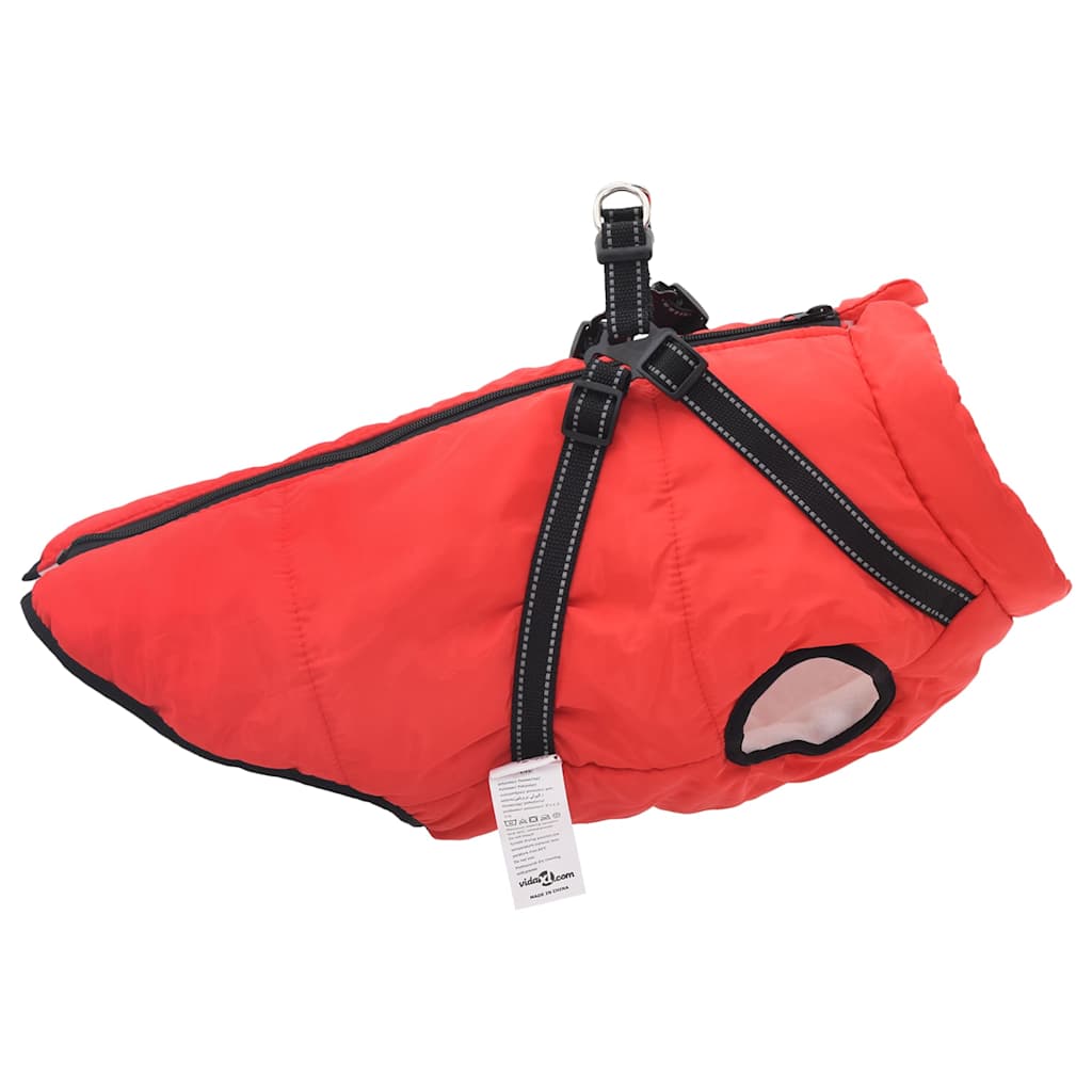 Waterproof Reflective Dog Coat with Integrated Harness Red Size L44