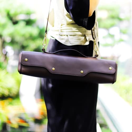 Sac pour flûte NOLITOY, Sac à main/sac à bandoulière 2-en-1, Élégant, durable et portable, 44 x 10,2 x 6,8 cm, Couleur café