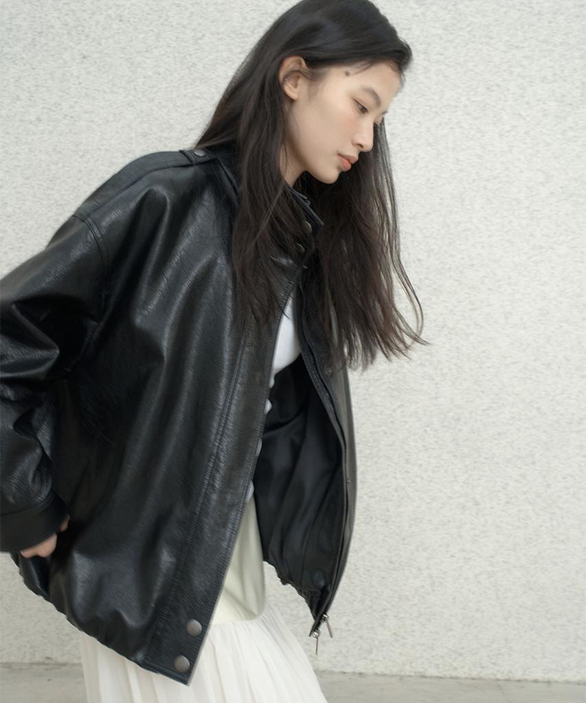 The N:L Turn Leather Jacket - [Black]