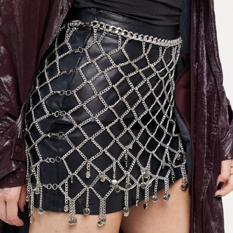 Gold/Silver Body Chain Skirt Elegant Hollow Meshes Body Jewelry Skirt for Women Ideal for Nightclub Wear