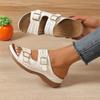 Fashion Women Closed Toe Summer Shoes 2024 New Comfort Double Buckle Wedge Ladies Sandals Plus Size Platform Casual Slippers Women