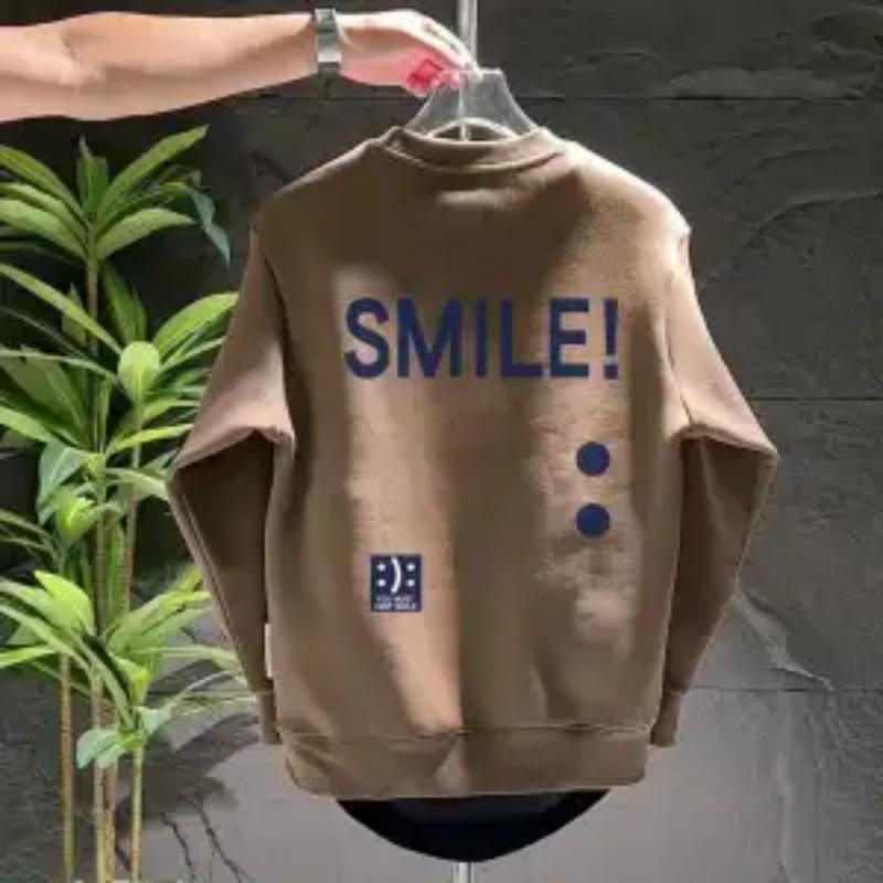 Men's Jacket and Fashionable Sweatshirt New Autumn and Winter Loose Round Neck Long Sleeve Casual Plush Top