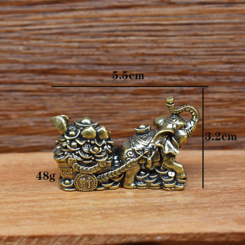 Brass Wealth Yuanbao Ornament Treasure Bowl Copper Pulling Cart Living Room Home Large Ruyi Fortune Elephant C