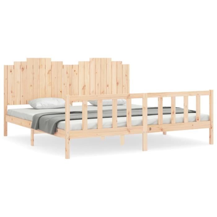 VidaXL Bed Frame with Headboard 200x200 Cm Solid Wood 3192316