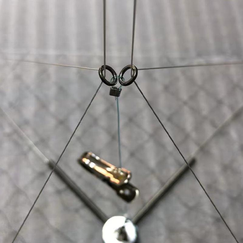 Automatic Retractable Crab Trap: Weighted Steel Wire Cage for Sea, River, and Swimming Crabs; Opens and Closes Easily.