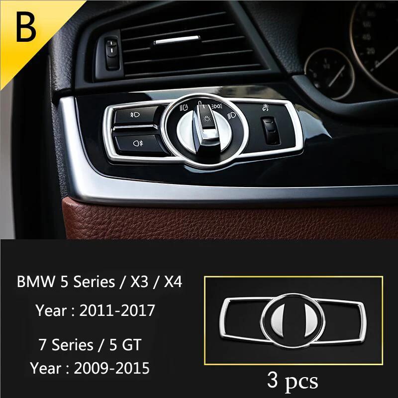 Car Style Headlight Switch Buttons, Decorative Frame Interior Frame Sticker for BMW X3 X4 F25 F26 5/7 Series F10