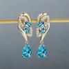 Geometric Water Drop Blue Zircon Earrings, Fashionable, Elegant, Luxurious and High-end Women's Earrings