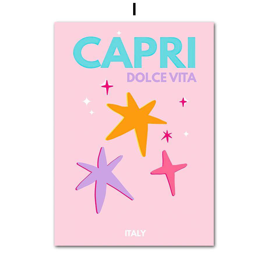 Preppy Color Travel Posters Miami Bondi Palms Ibiza Mykonos Capry Art Print Minimalist Nordic Canvas Painting Living Room Decor