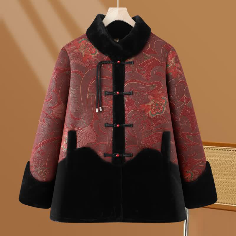Mo'ou Mama Women's Chinese Style Warm Faux Fur Coat