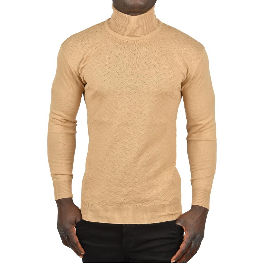 DeepSEA Zigzag Desenli Tam Balıkçı Yaka Dar Kesim Boğazlı Triko Kazak 2505497